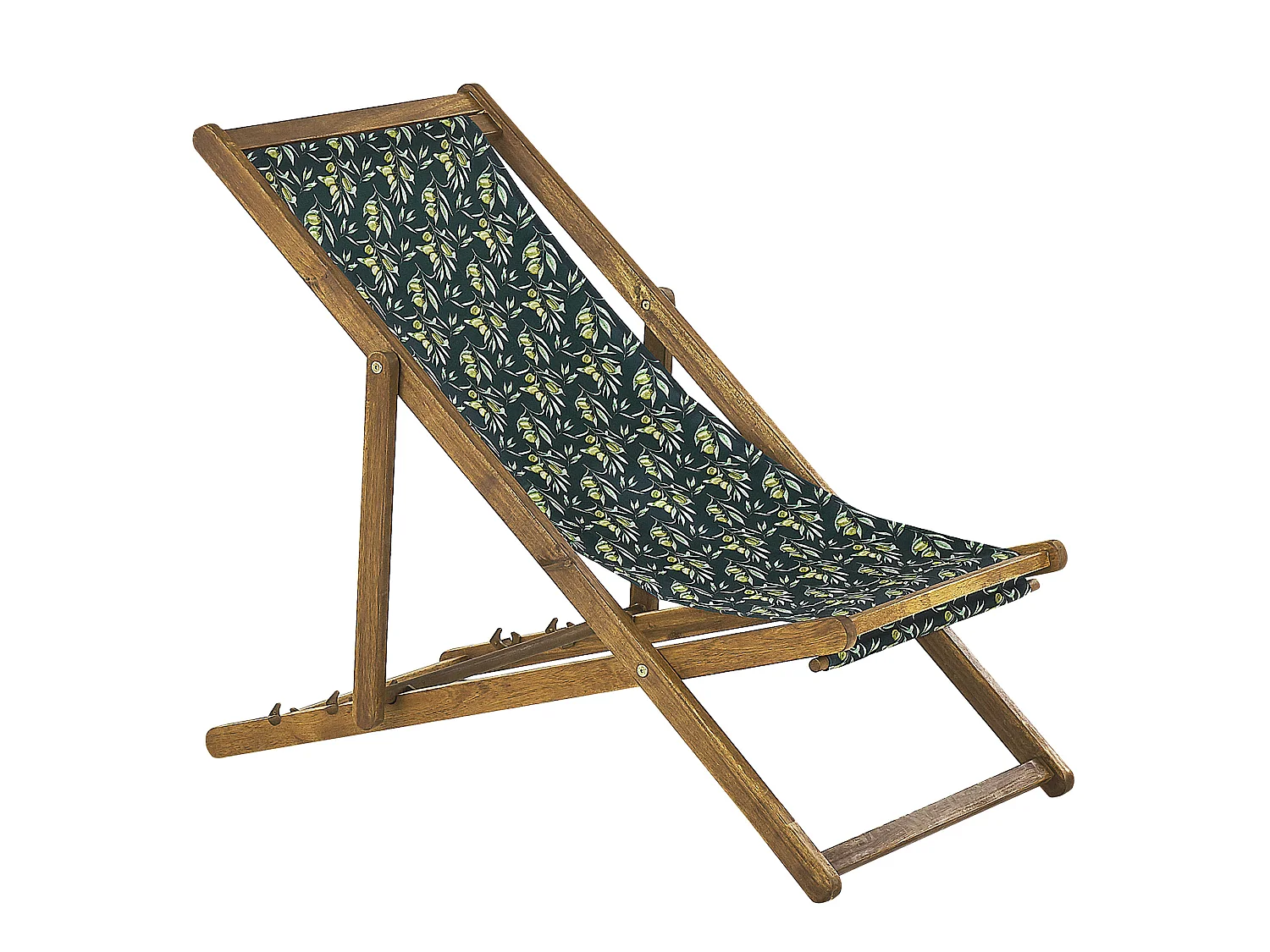 Set di 2 sedie a sdraio pieghevoli ANZIO con Tessuti di Ricambio Motivo floreale Legno d'acacia Marrone chiaro