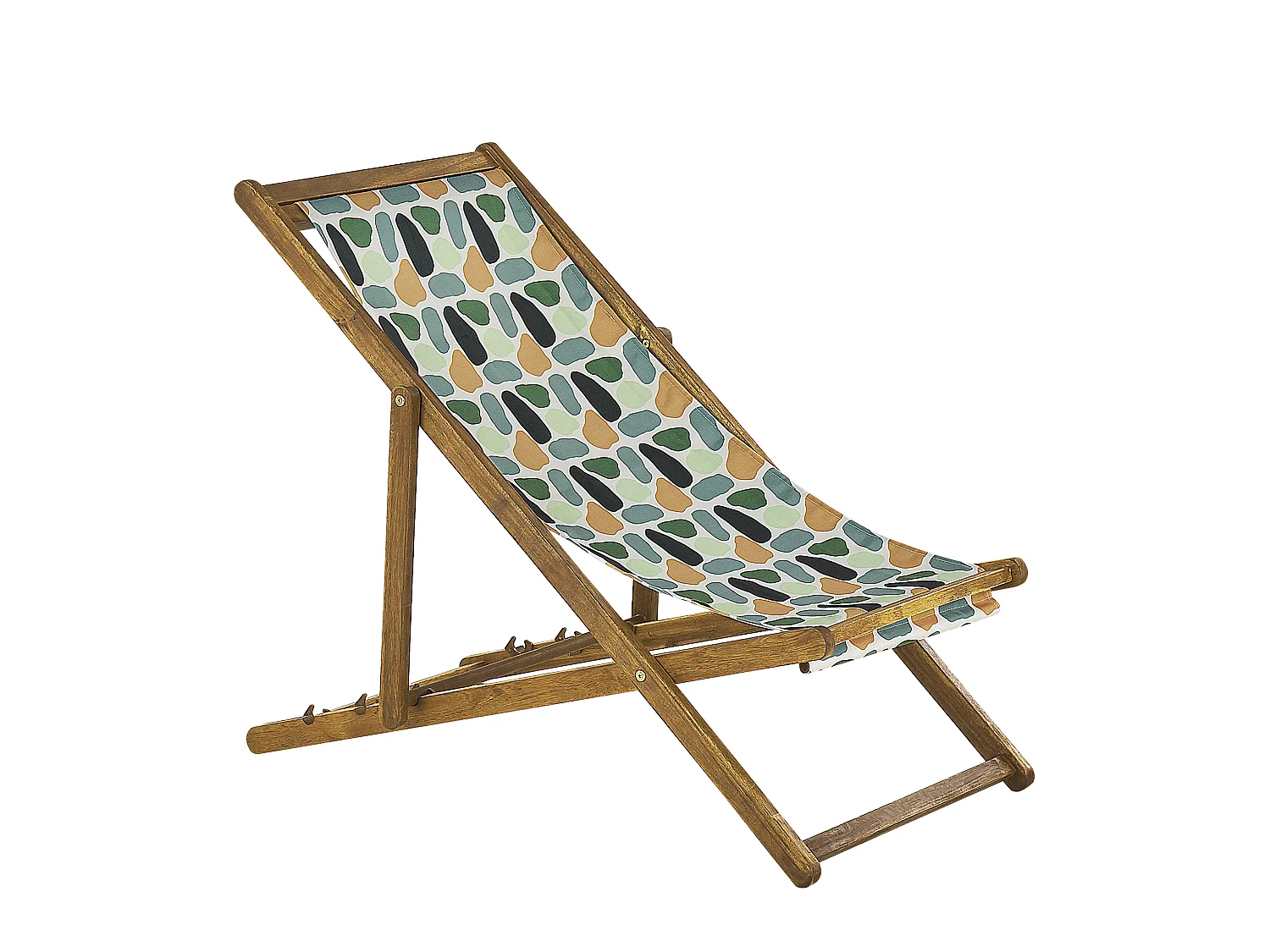 Set van 2 inklapbare ligstoelen ANZIO met vervangende hoezen Abstract motief Acaciahout Lichtbruin