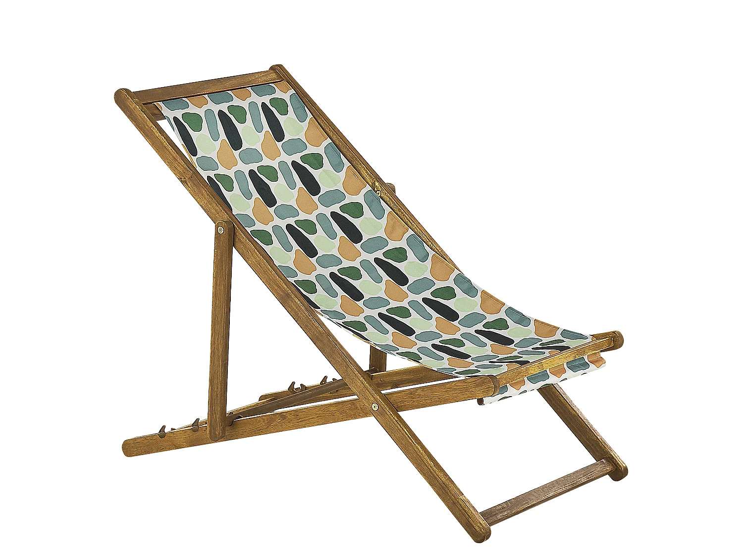 Conjunto de 2 cadeiras de praia dobráveis ANZIO com tecidos de substituição Motivo abstracto Madeira de acácia Castanho claro