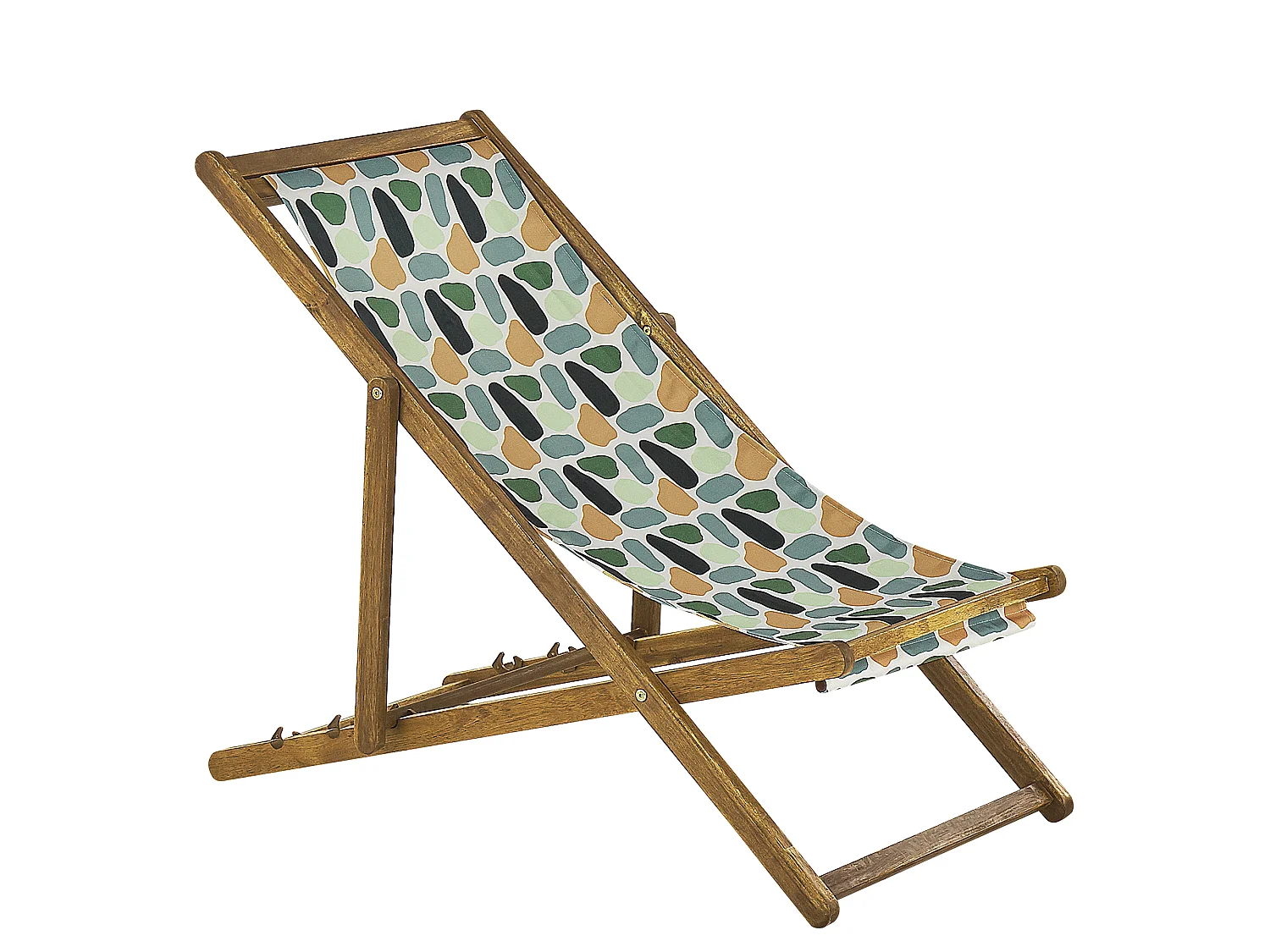 Set van 2 inklapbare ligstoelen ANZIO met vervangende hoezen Abstract motief Acaciahout Lichtbruin