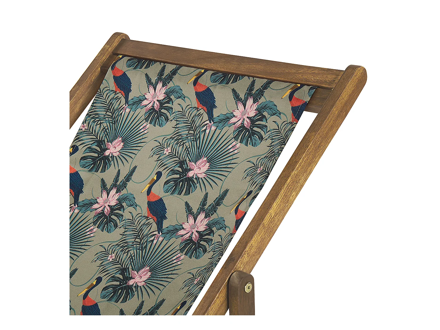 Lot de 2 chiliennes pliantes ANZIO avec tissus de remplacement Motif animal Acacia Marron clair