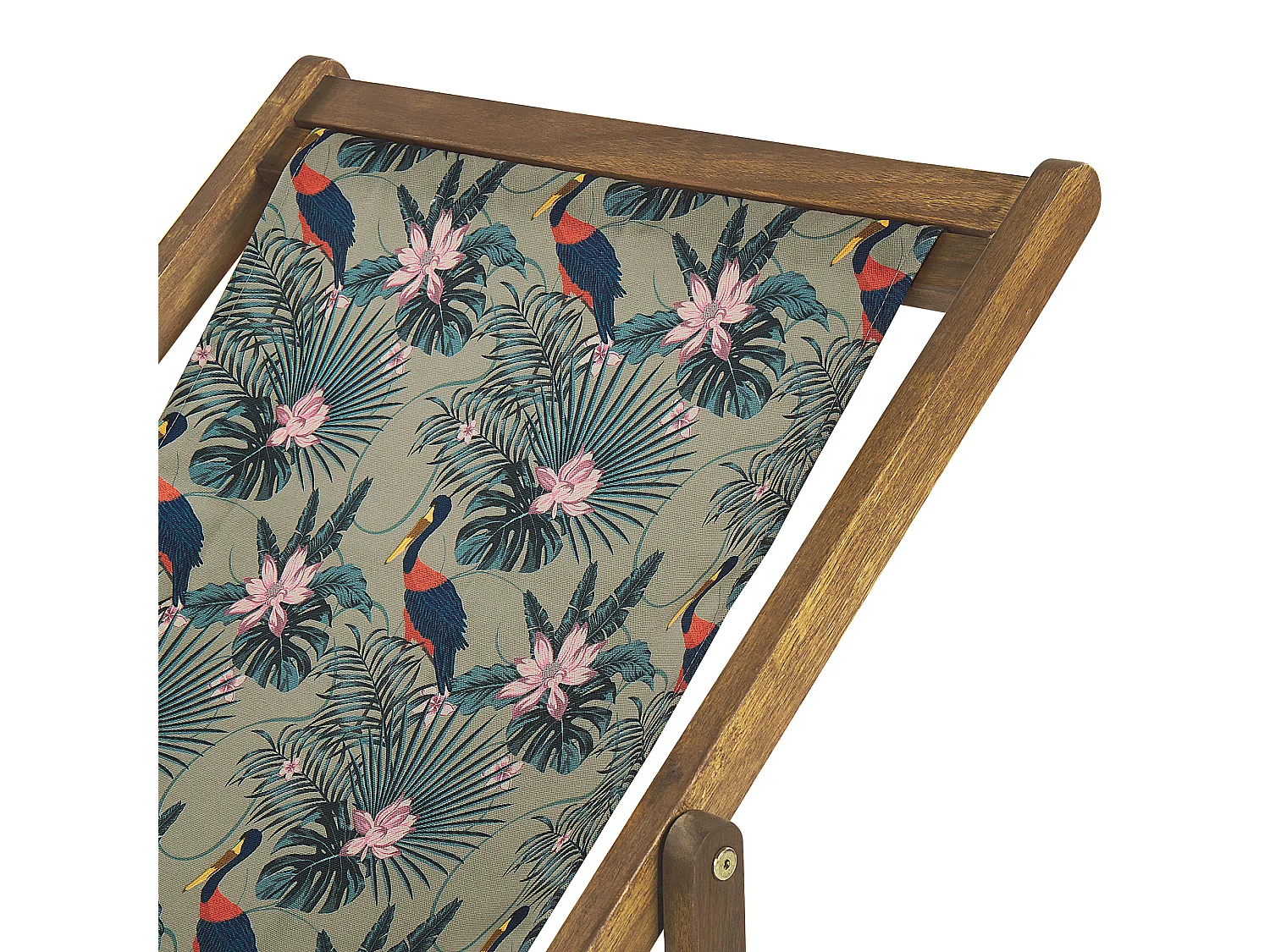 Lot de 2 chiliennes pliantes ANZIO avec tissus de remplacement Motif animal Acacia Marron clair