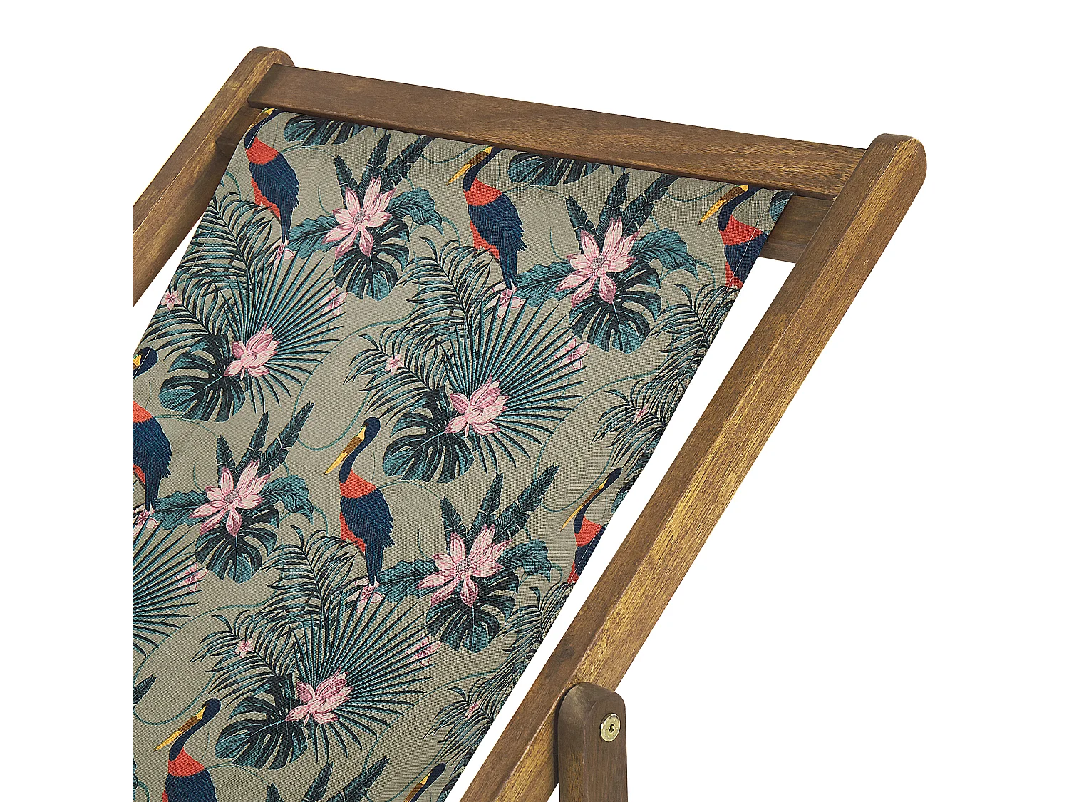 Set di 2 sedie a sdraio pieghevoli ANZIO con Tessuti di Ricambio Motivo animale Legno d'acacia Marrone chiaro