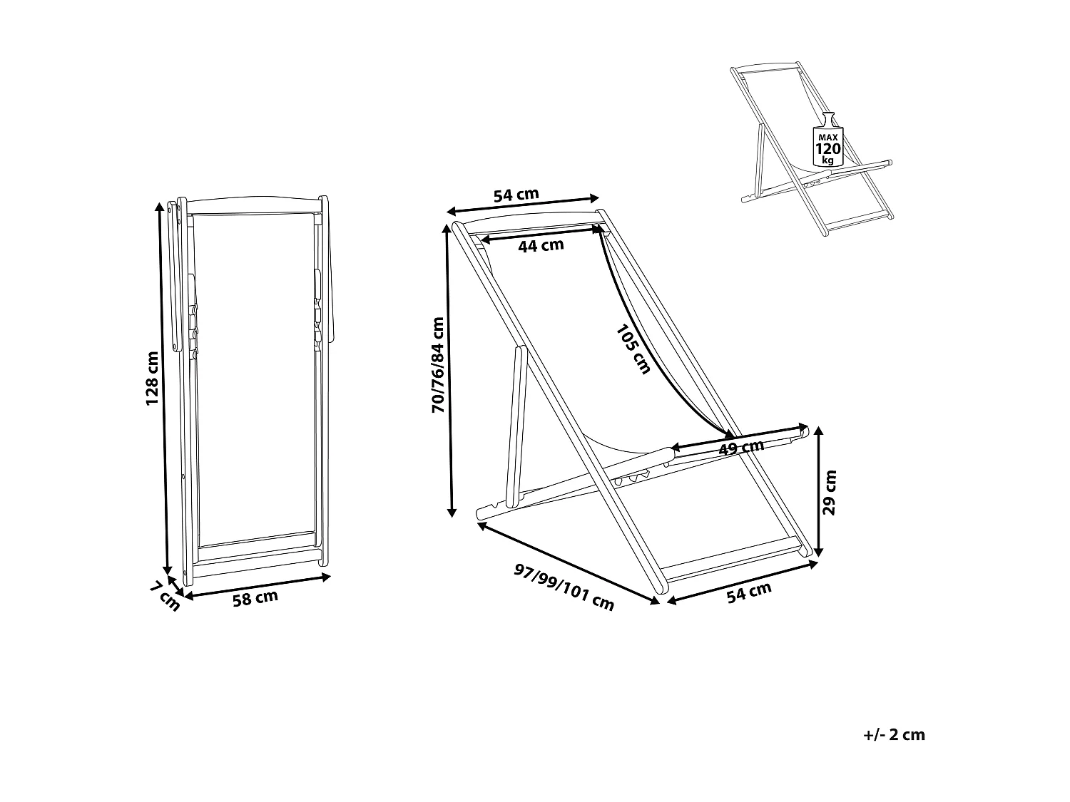 Sedia a sdraio pieghevole ANZIO Legno d'acacia Marrone scuro
