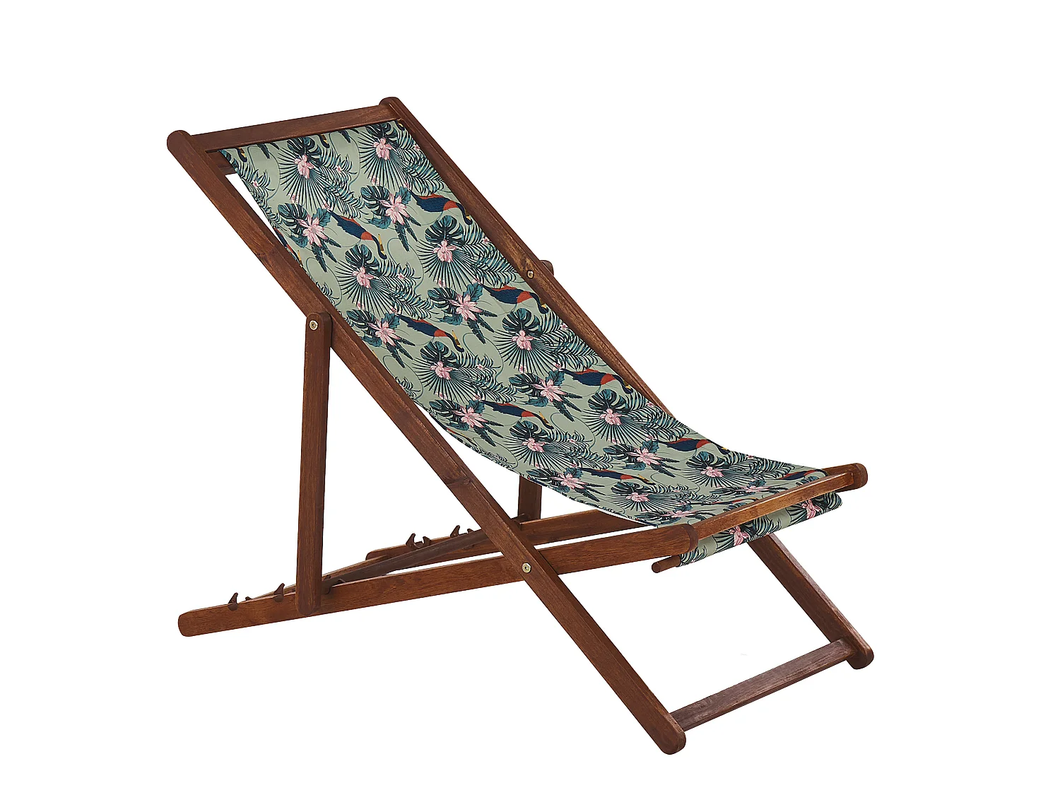 Set van 2 inklapbare ligstoelen ANZIO met vervangende hoezen Dieren motief Acaciahout Donkerbruin