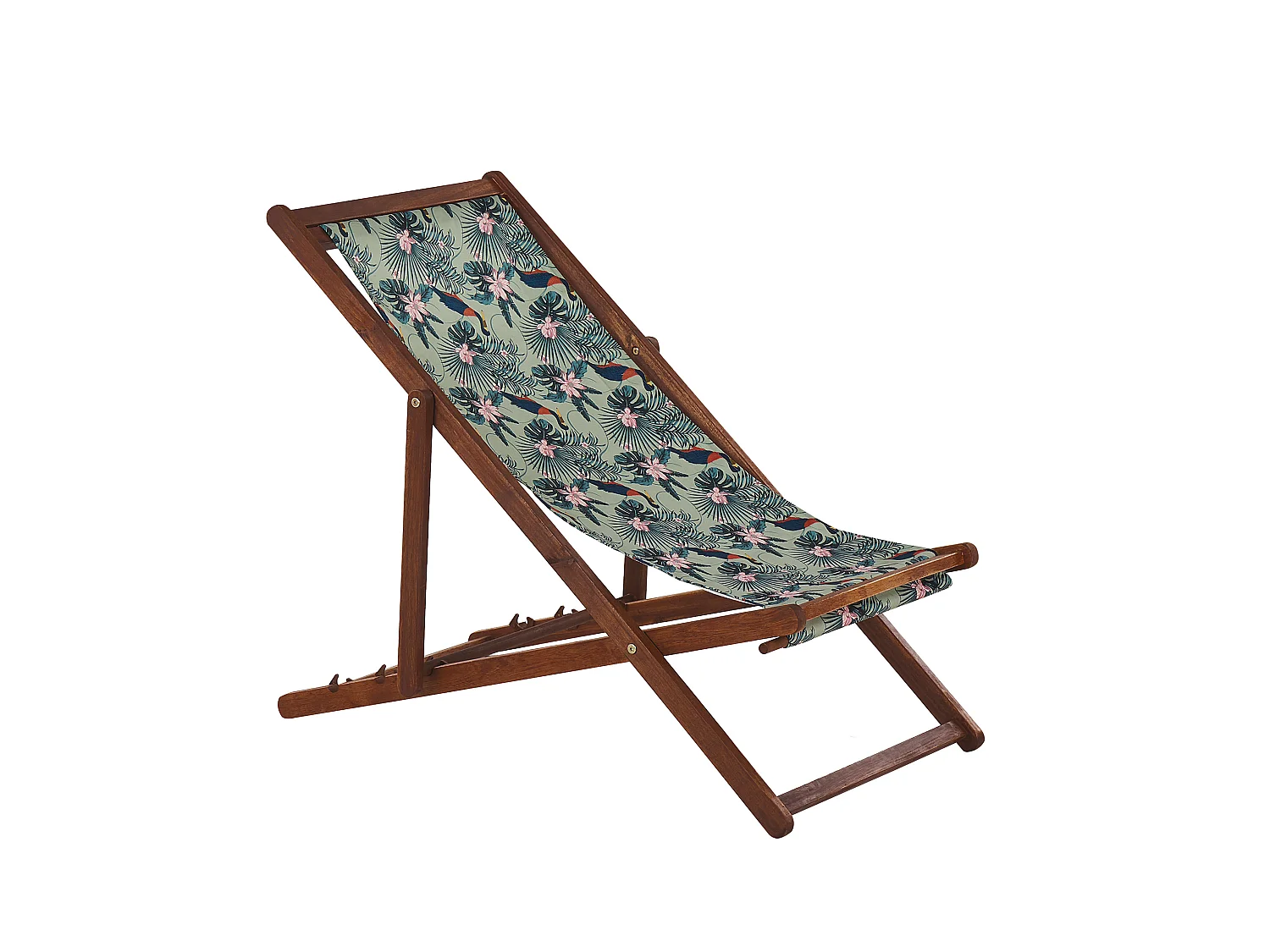 Lot de 2 chiliennes pliantes ANZIO avec tissus de remplacement Motif animal Acacia Marron foncé