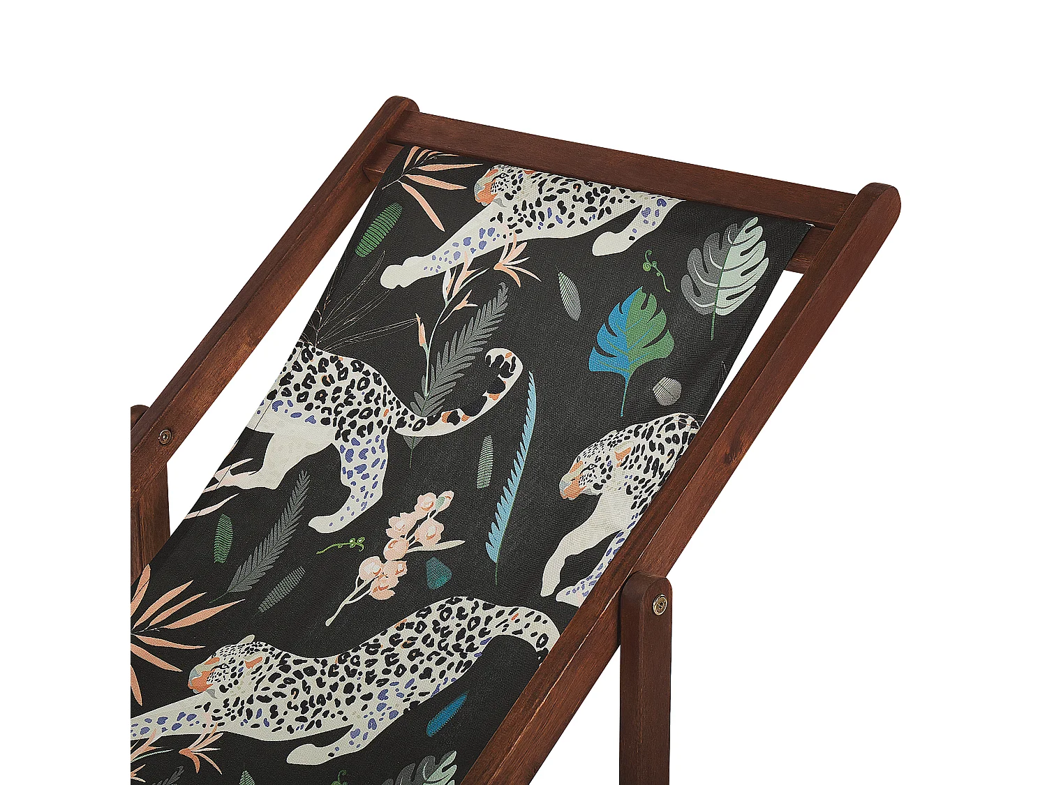 Lot de 2 chiliennes pliantes ANZIO avec tissus de remplacement Motif animal Acacia Marron foncé