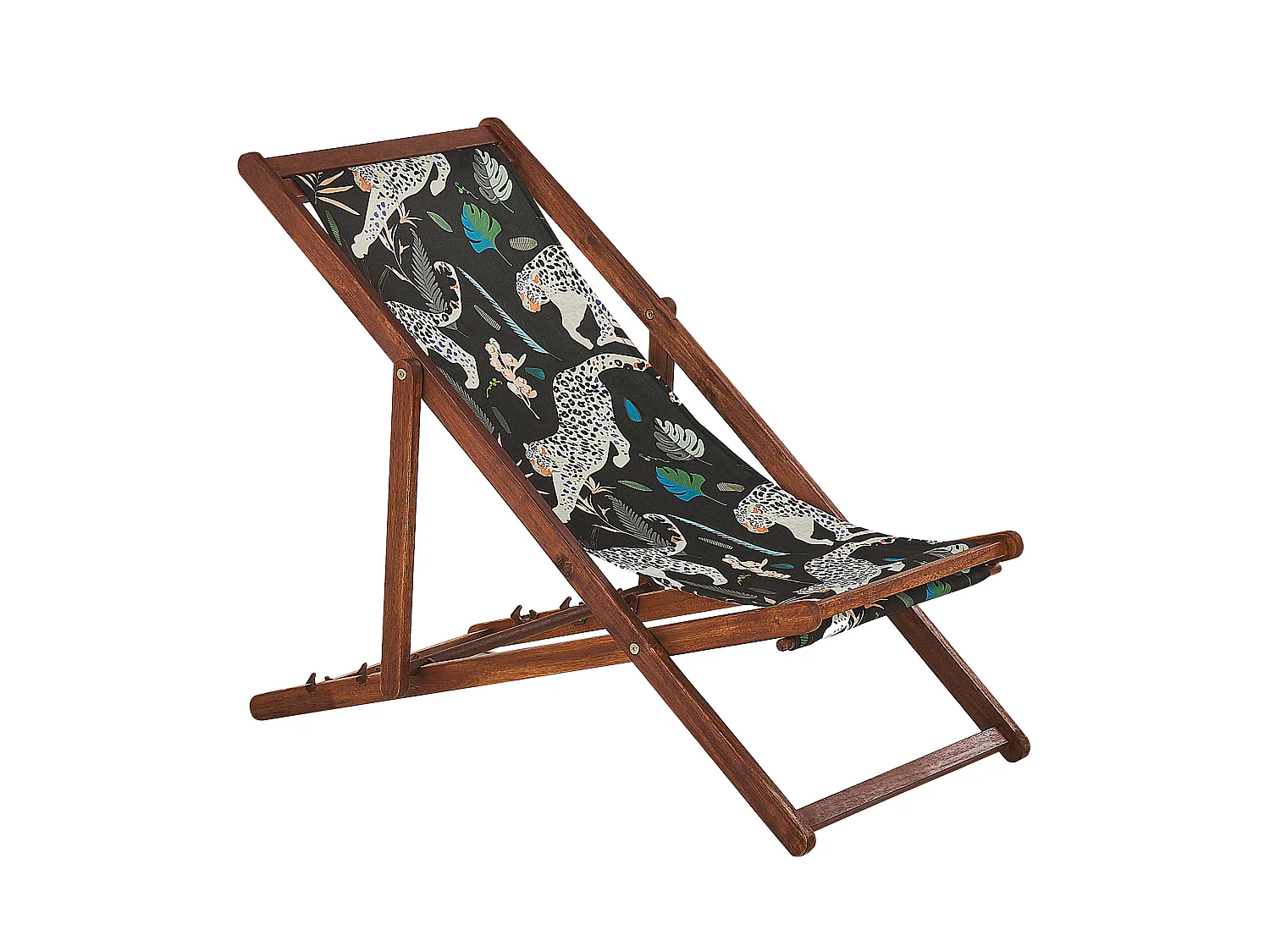 Lot de 2 chiliennes pliantes ANZIO avec tissus de remplacement Motif animal Acacia Marron foncé