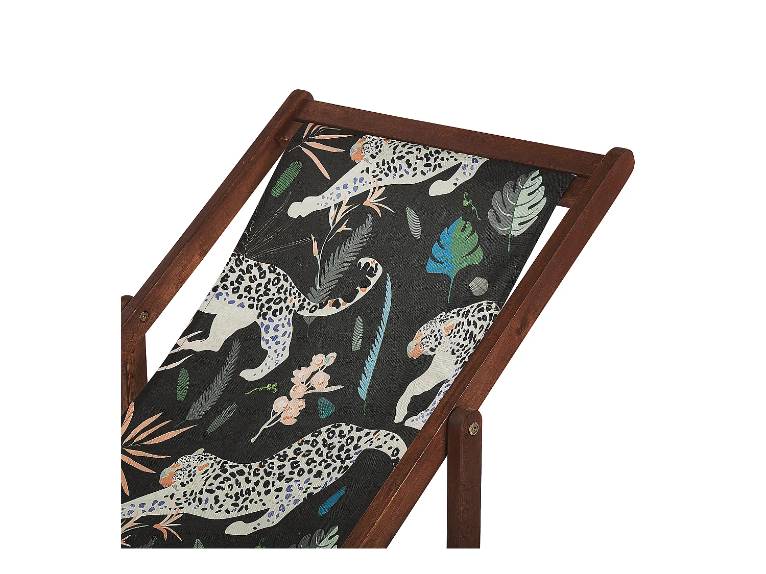 Lot de 2 chiliennes pliantes ANZIO avec tissus de remplacement Motif animal Acacia Marron foncé
