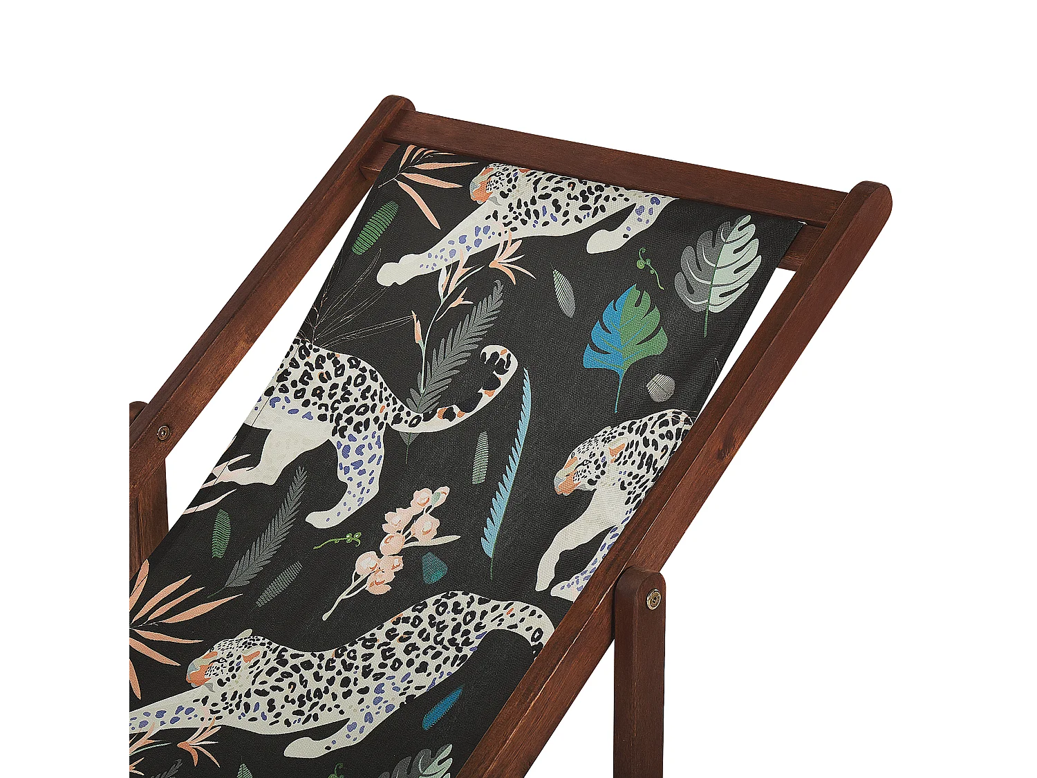 Lot de 2 chiliennes pliantes ANZIO avec tissus de remplacement Motif animal Acacia Marron foncé