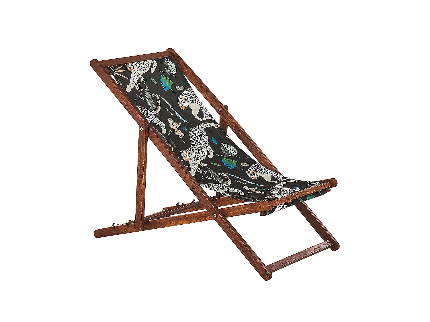 Lot de 2 chiliennes pliantes ANZIO avec tissus de remplacement Motif animal Acacia Marron foncé