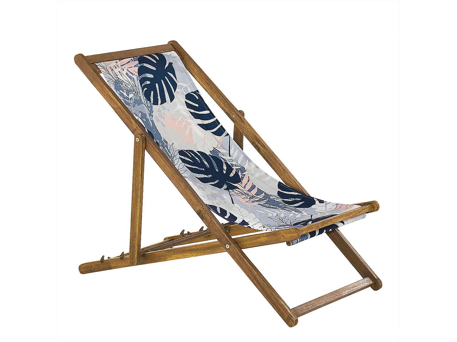 Lot de 2 chiliennes pliantes ANZIO avec tissus de remplacement Motif floral Acacia Marron clair