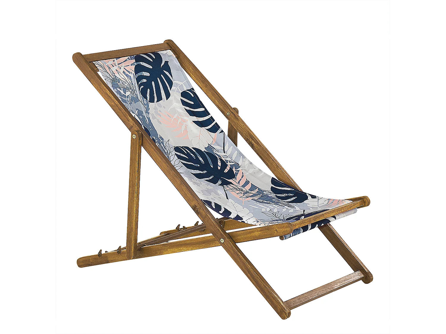 Set di 2 sedie a sdraio pieghevoli ANZIO con Tessuti di Ricambio Motivo floreale Legno d'acacia Marrone chiaro