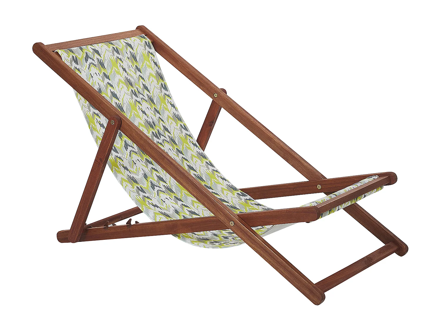 Lot de 2 chiliennes pliantes ANZIO avec tissus de remplacement Motif abstrait Acacia Marron foncé