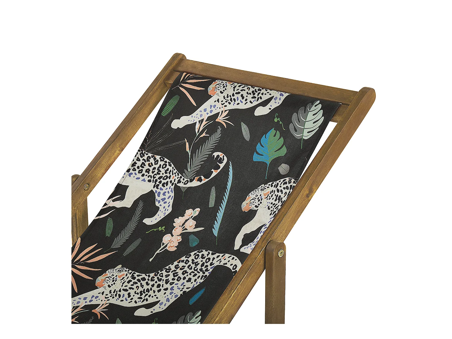 Lot de 2 chiliennes pliantes ANZIO avec tissus de remplacement Motif animal Acacia Marron clair