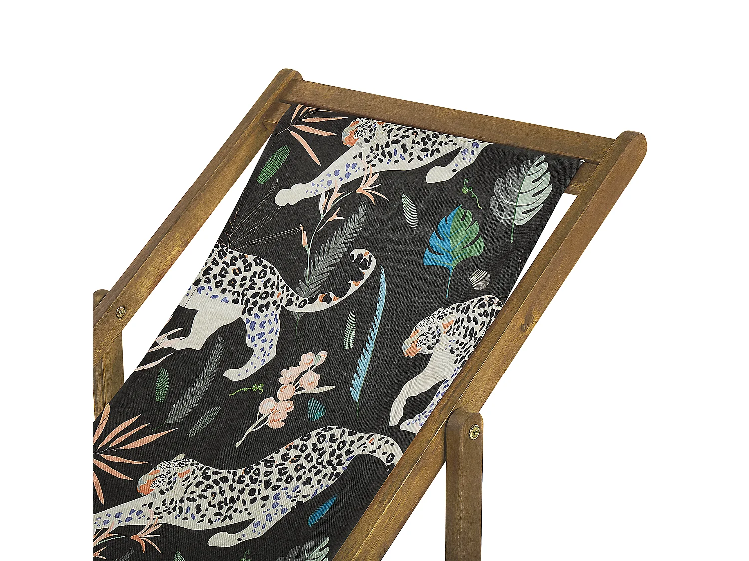 Lot de 2 chiliennes pliantes ANZIO avec tissus de remplacement Motif animal Acacia Marron clair