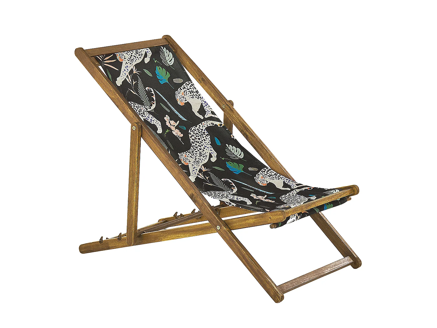 Set van 2 inklapbare ligstoelen ANZIO met vervangende hoezen Dieren motief Acaciahout Lichtbruin