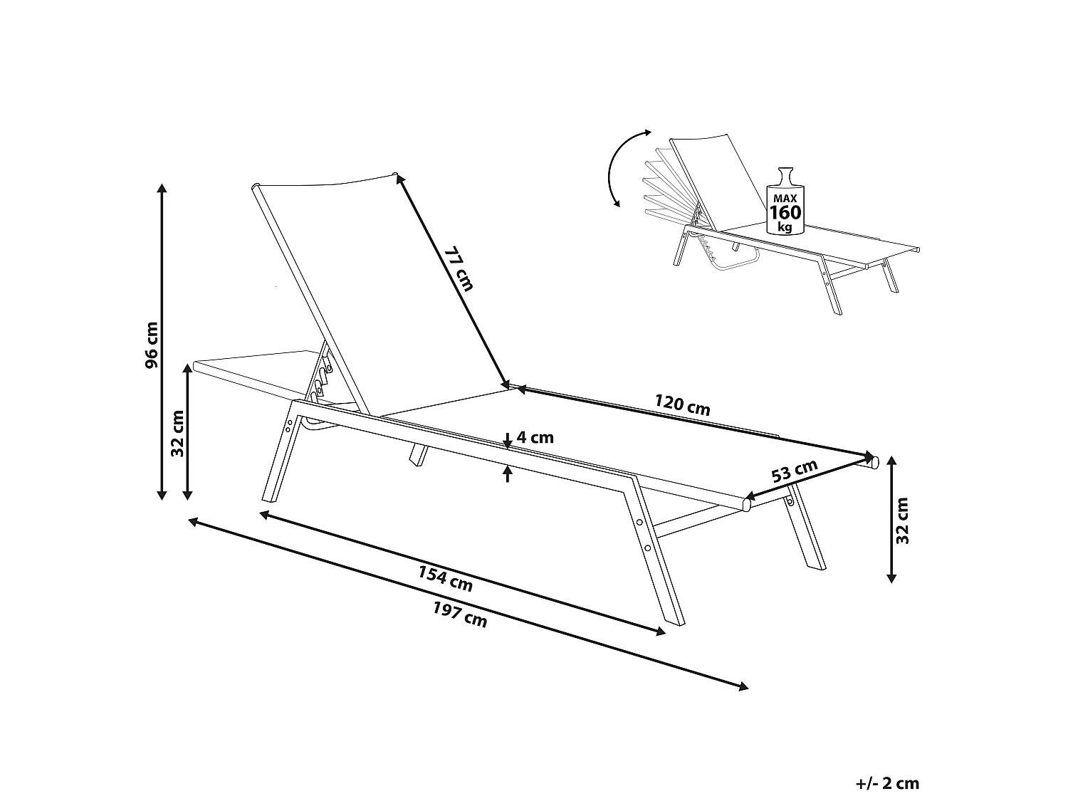 Chaise longue en acier blanche NOLI