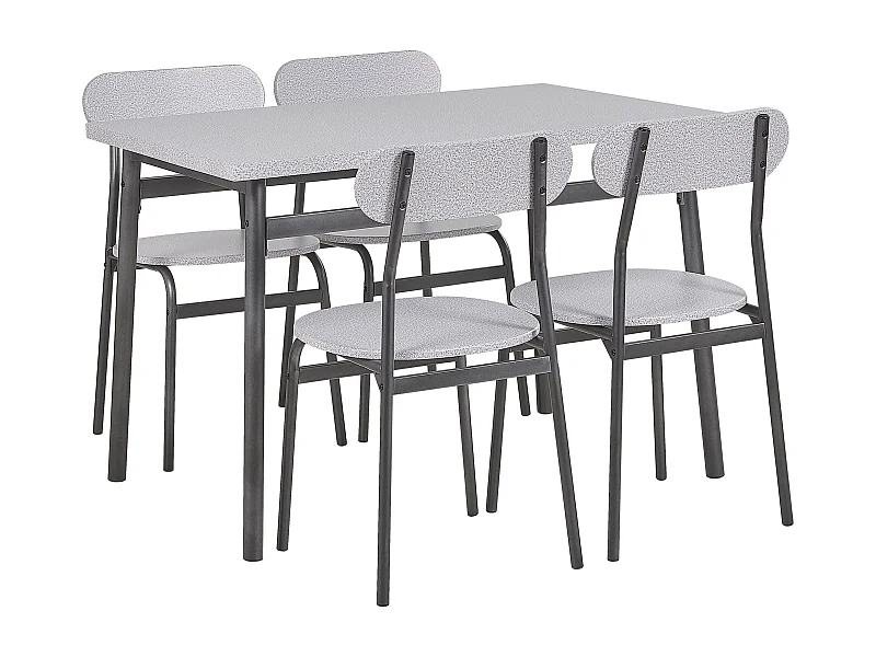 Essgruppe grau meliert / schwarz 4-Sitzer 110 x 70 cm VELDEN