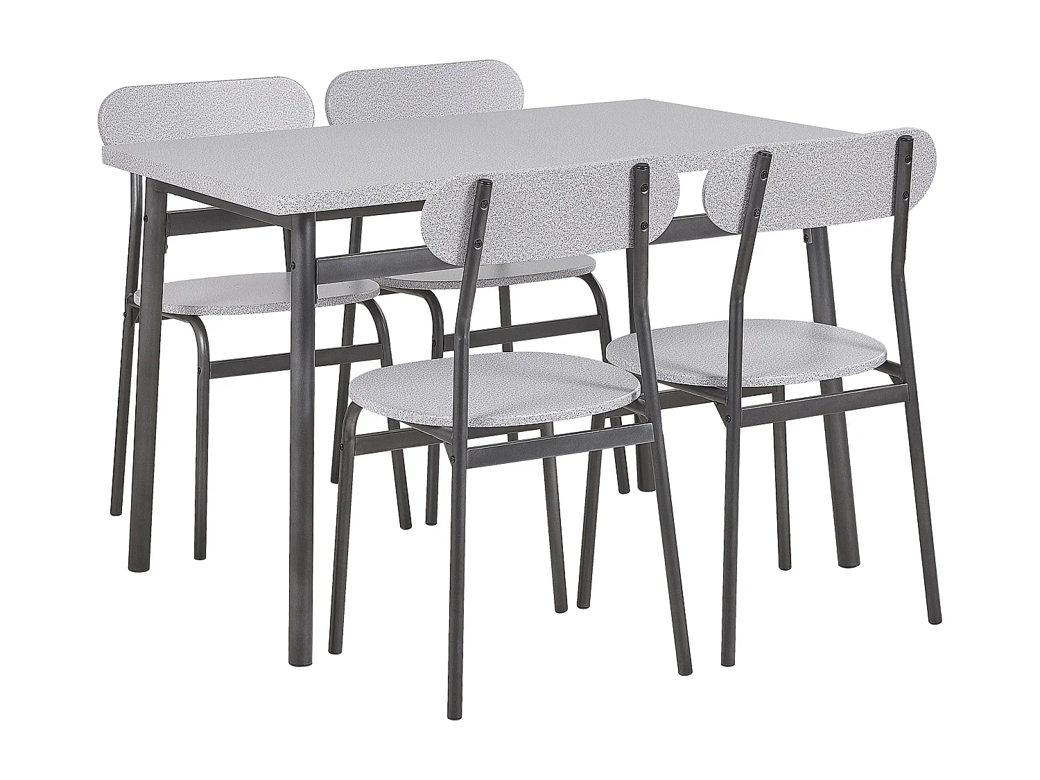 Ensemble de salle à manger gris clair et noir 4 places VELDEN