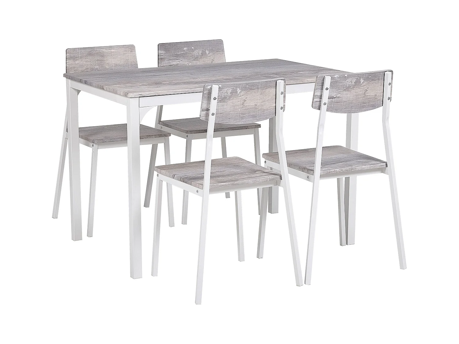 Ensemble de salle à manger effet bois gris et blanc 4 places BISMARCK
