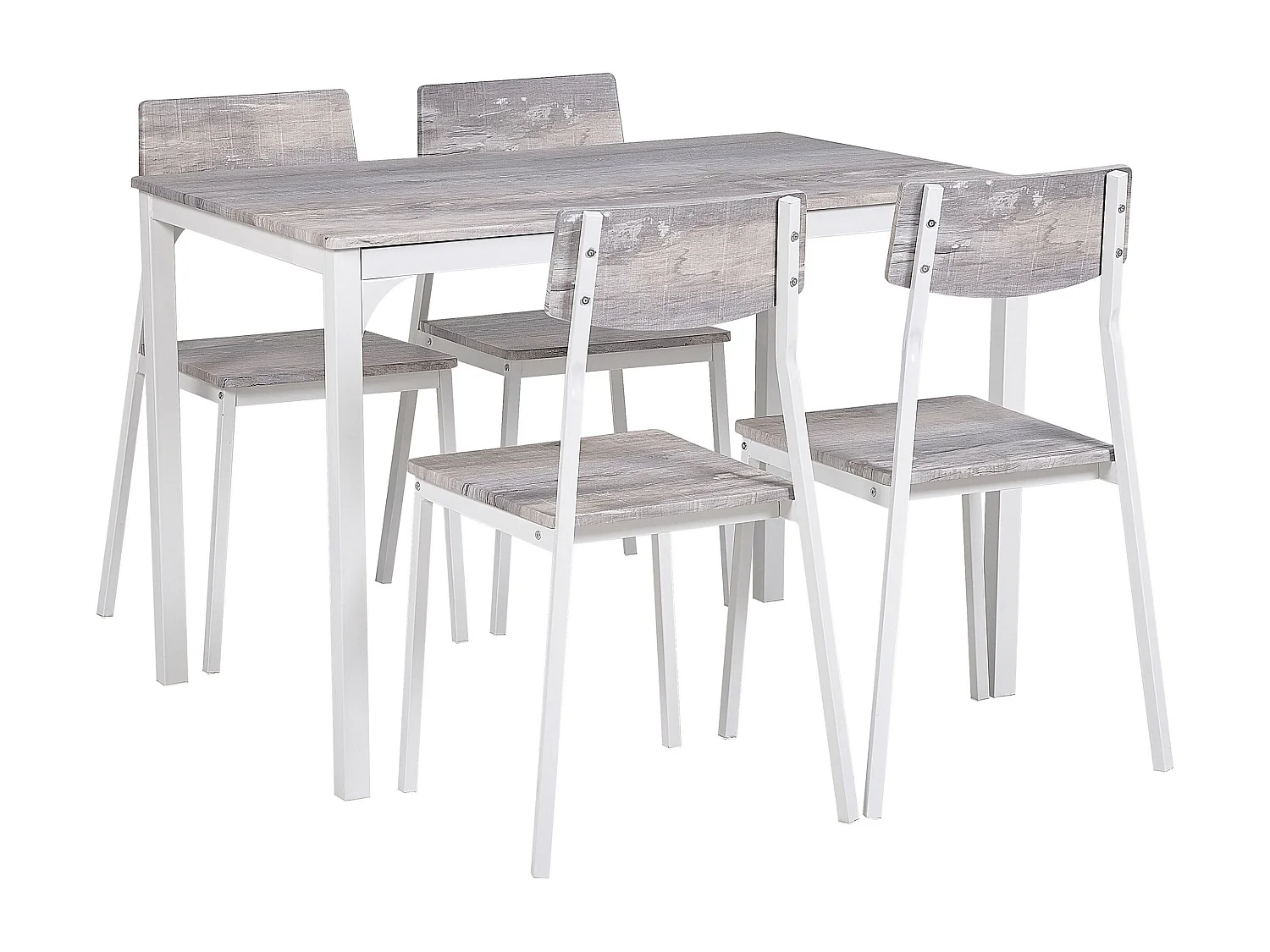 Ensemble de salle à manger effet bois gris et blanc 4 places BISMARCK