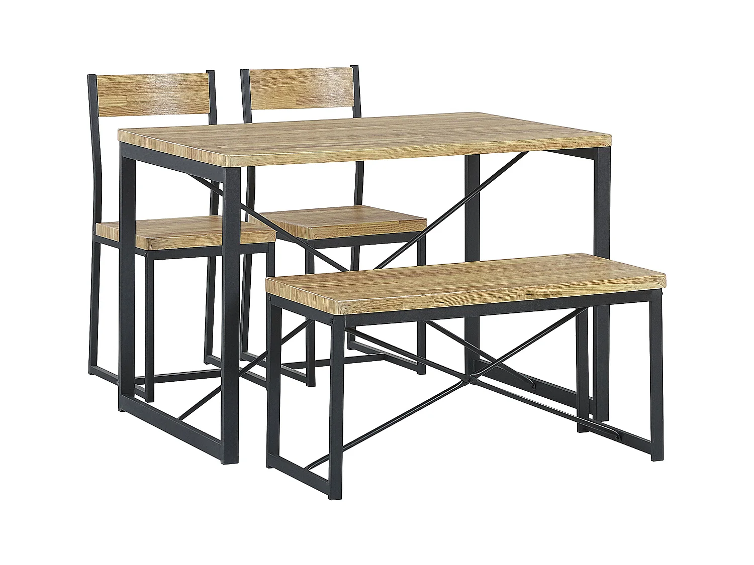 Ensemble de salle à manger effet bois clair et noir 4 places FLIXTON