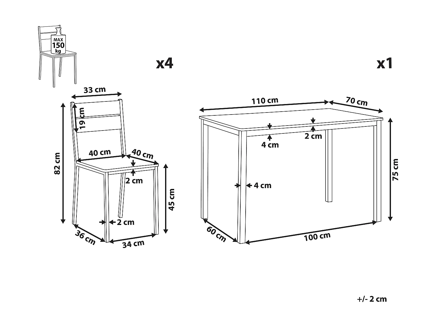 Ensemble de salle à manger effet bois clair et gris 4 places BLUMBERG