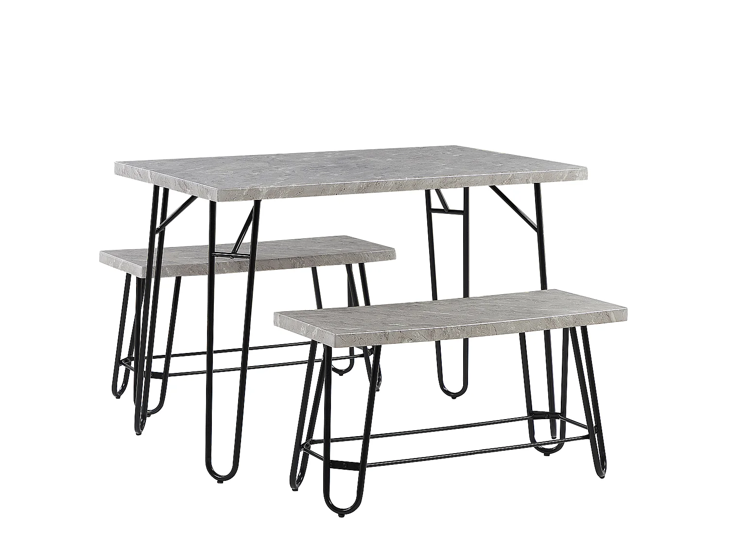 Essgruppe Marmor Optik grau 4-Sitzer 110 x 70 cm KEMPTON