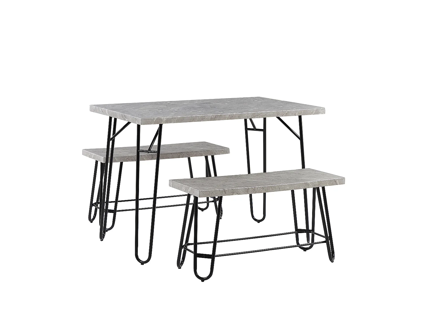 Ensemble de salle à manger 4 places effet marbre gris KEMPTON