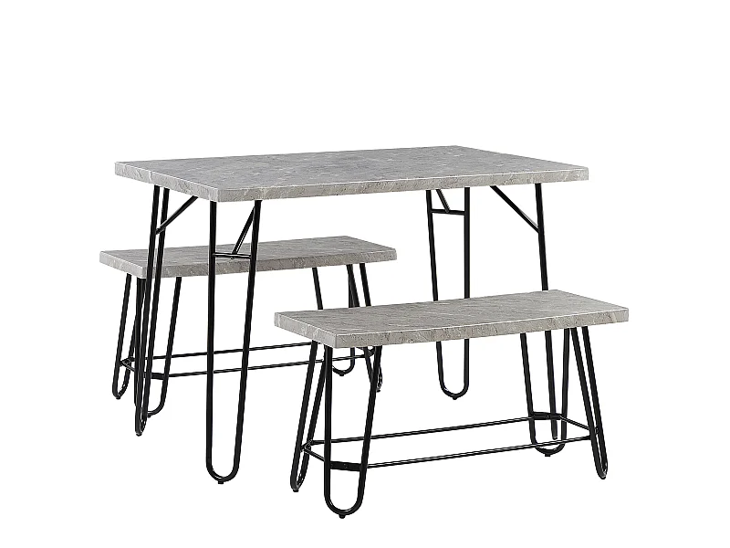 Set da pranzo a 4 posti effetto marmo grigio e nero KEMPTON