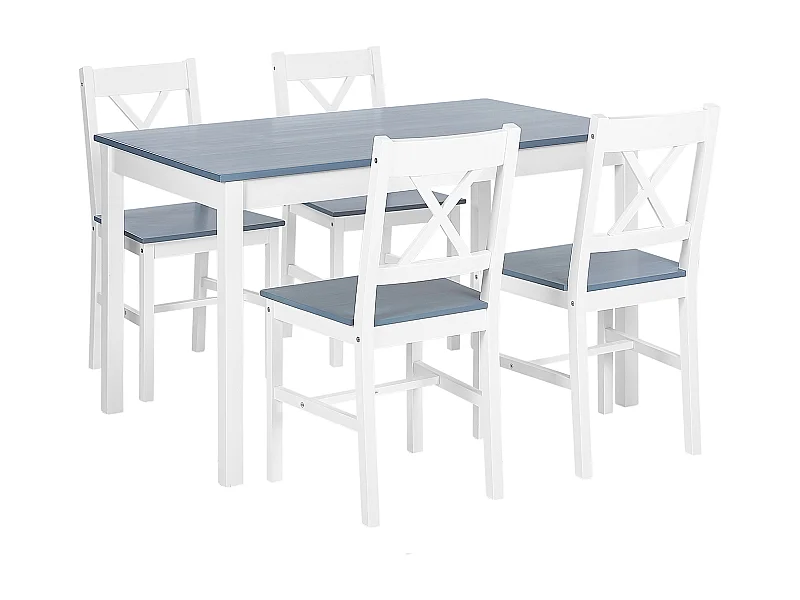 Ensemble de salle à manger blanc et gris 4 places MOANA