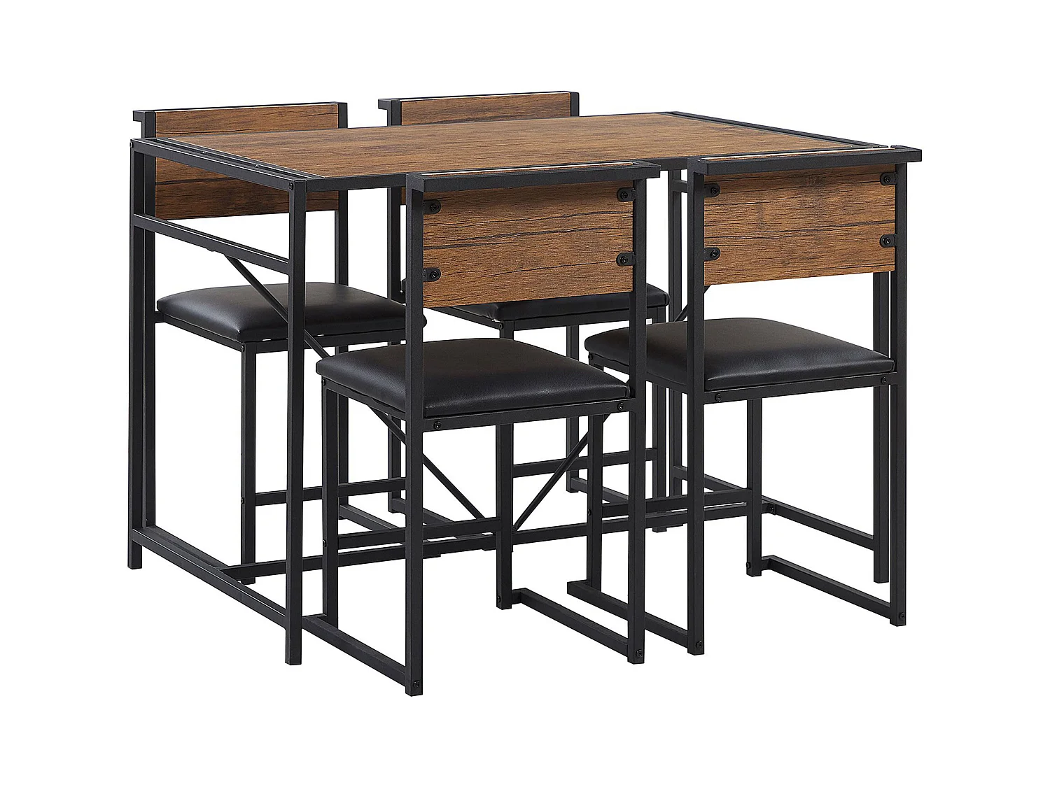 Ensemble table de salle à manger et 4 chaises effet bois foncé BURTON