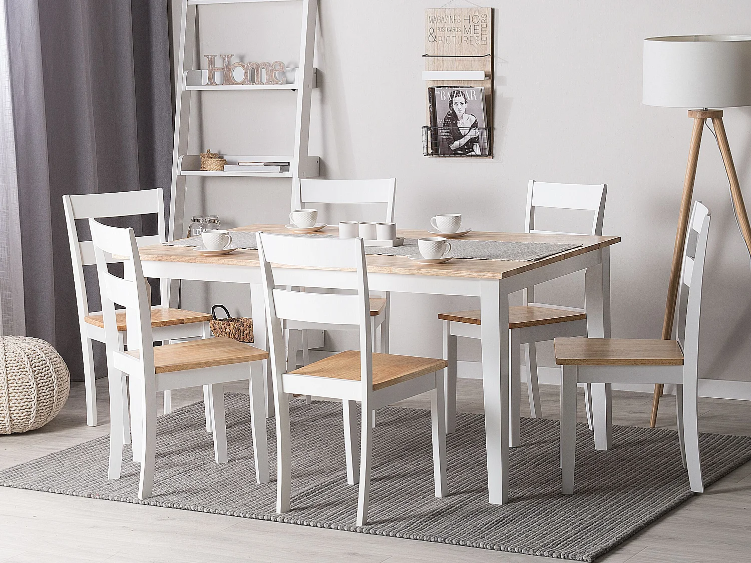 Ensemble de salle à manger 6 places en bois blanc GEORGIA