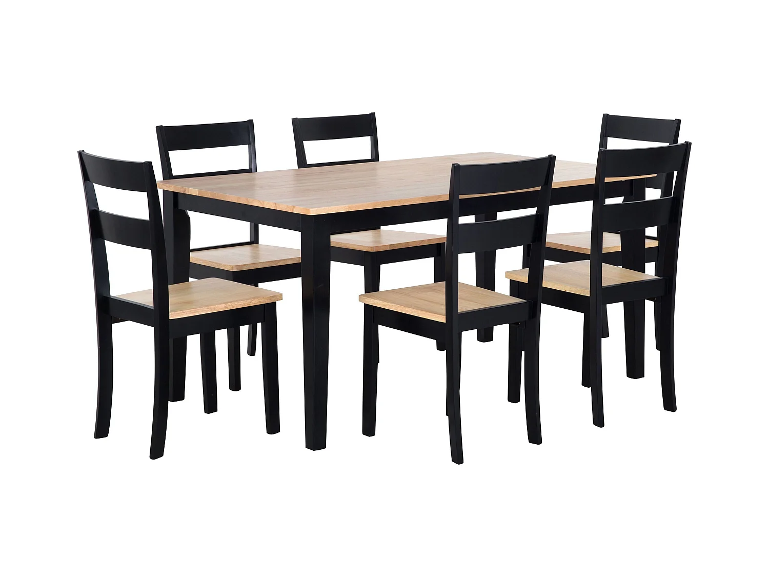 Essgruppe Holz schwarz / hellbraun 6-Sitzer 150 x 90 cm GEORGIA