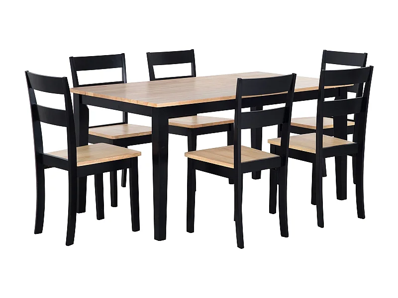 Eetkamerset GEORGIA Hout Bruin/zwart 6-zitter