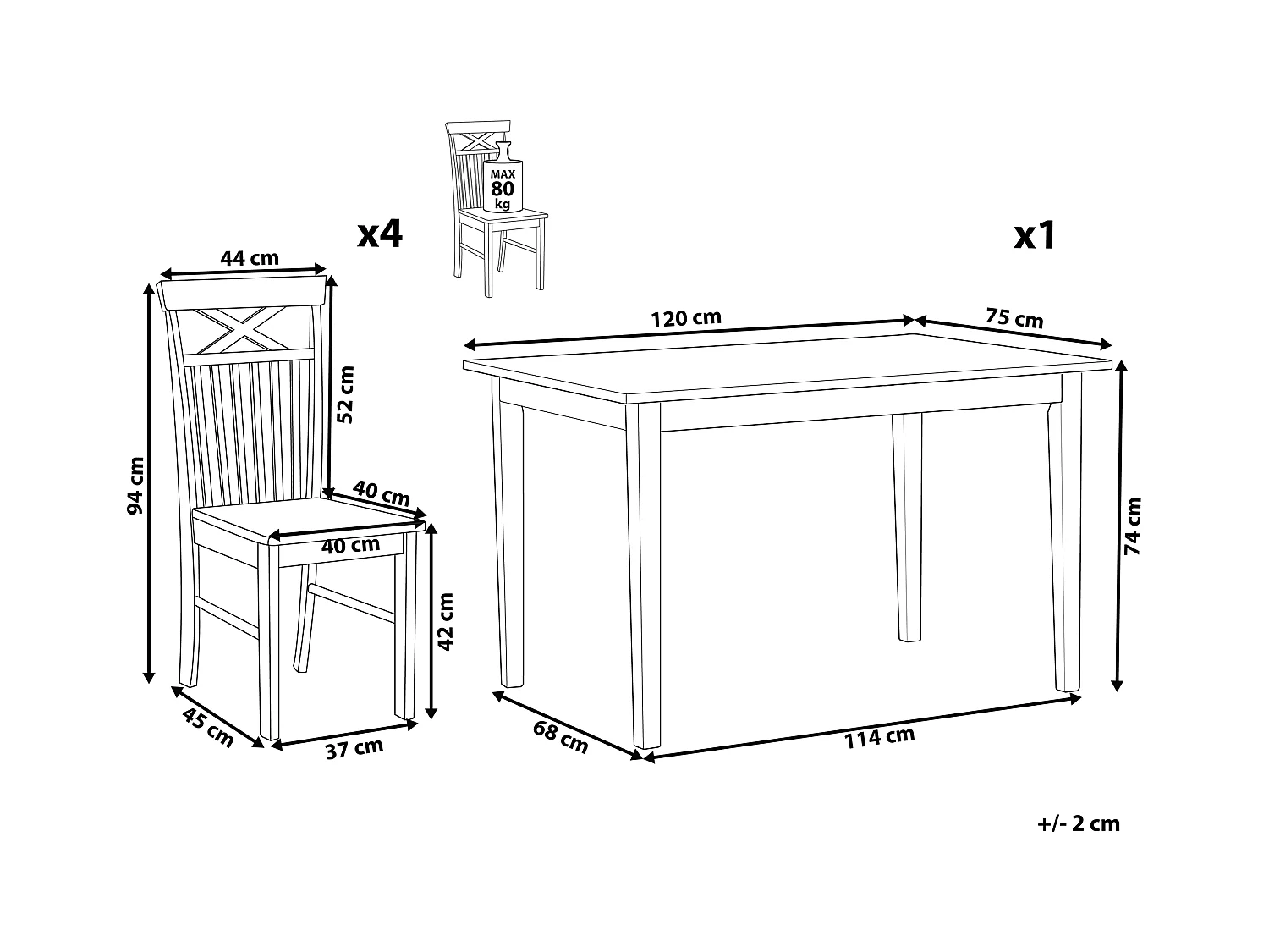 Set da pranzo 4 posti legno chiaro/nero HOUSTON
