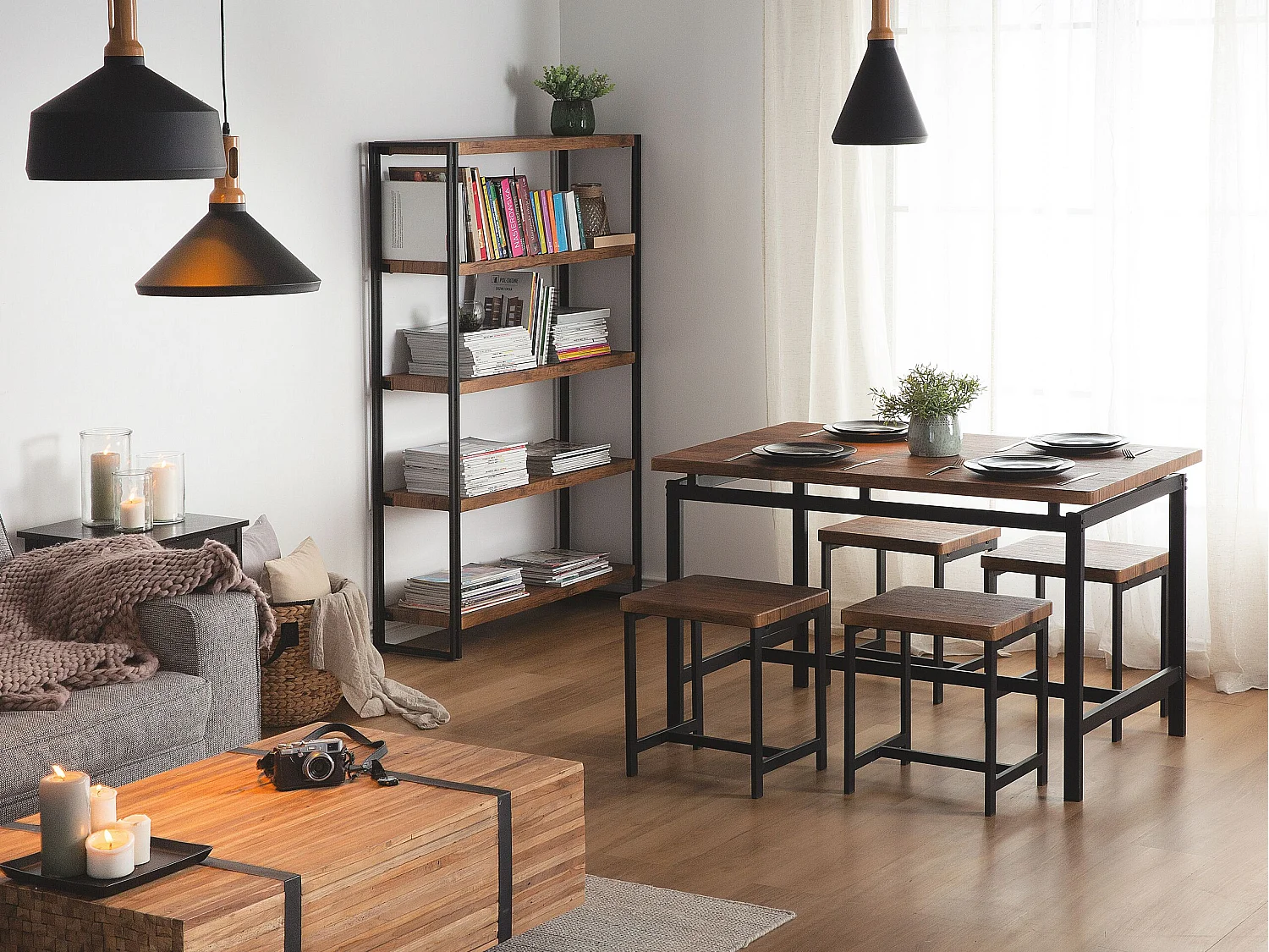 Eetkamerset ARLINGTON Donkerbruin 4-zitter