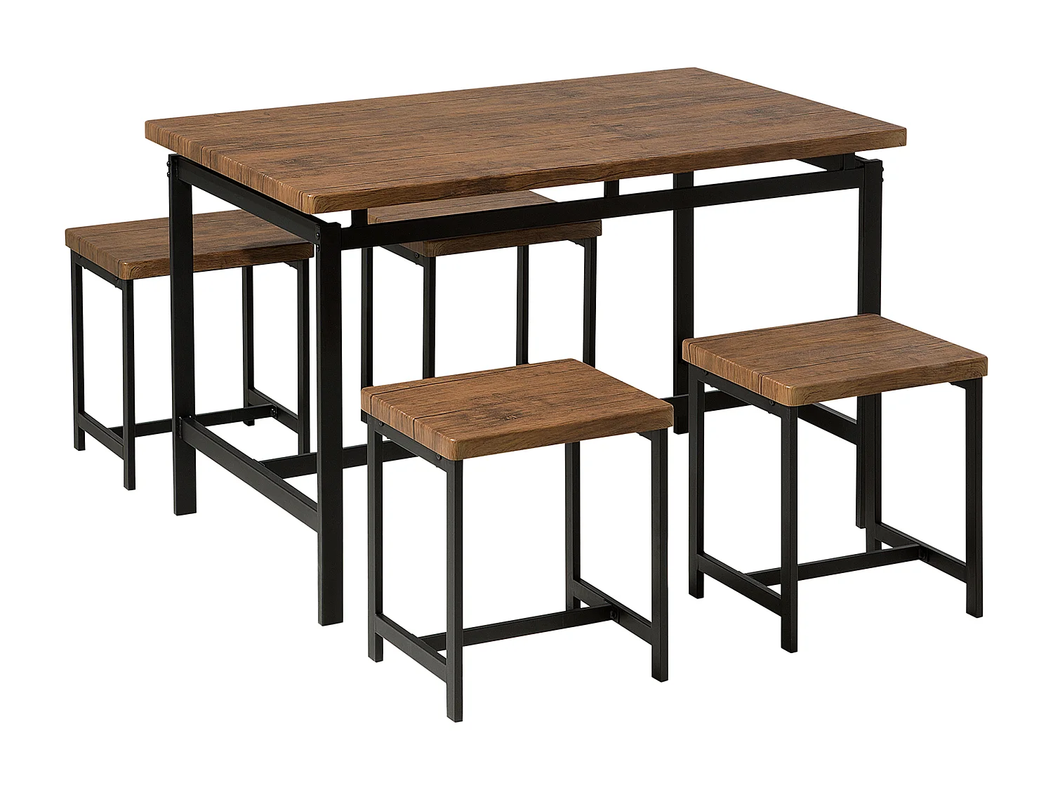 Set da pranzo 4 posti legno scuro e nero ARLINGTON