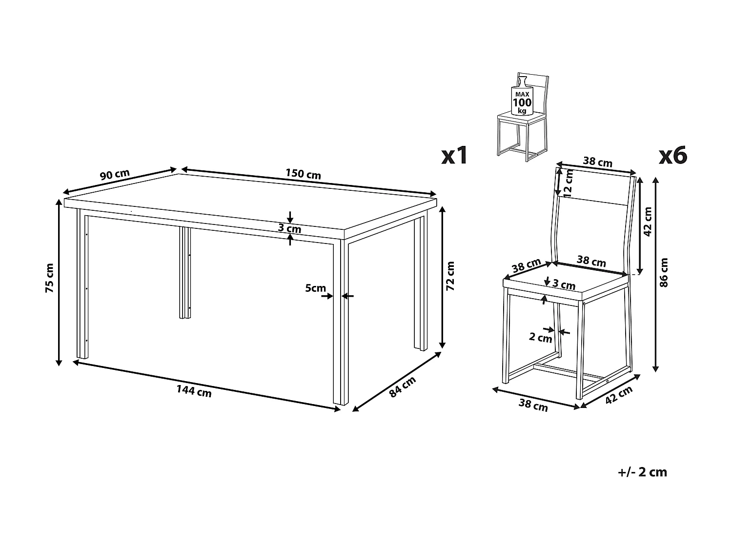 Ensemble Table de salle à manger et 6 chaises LAREDO