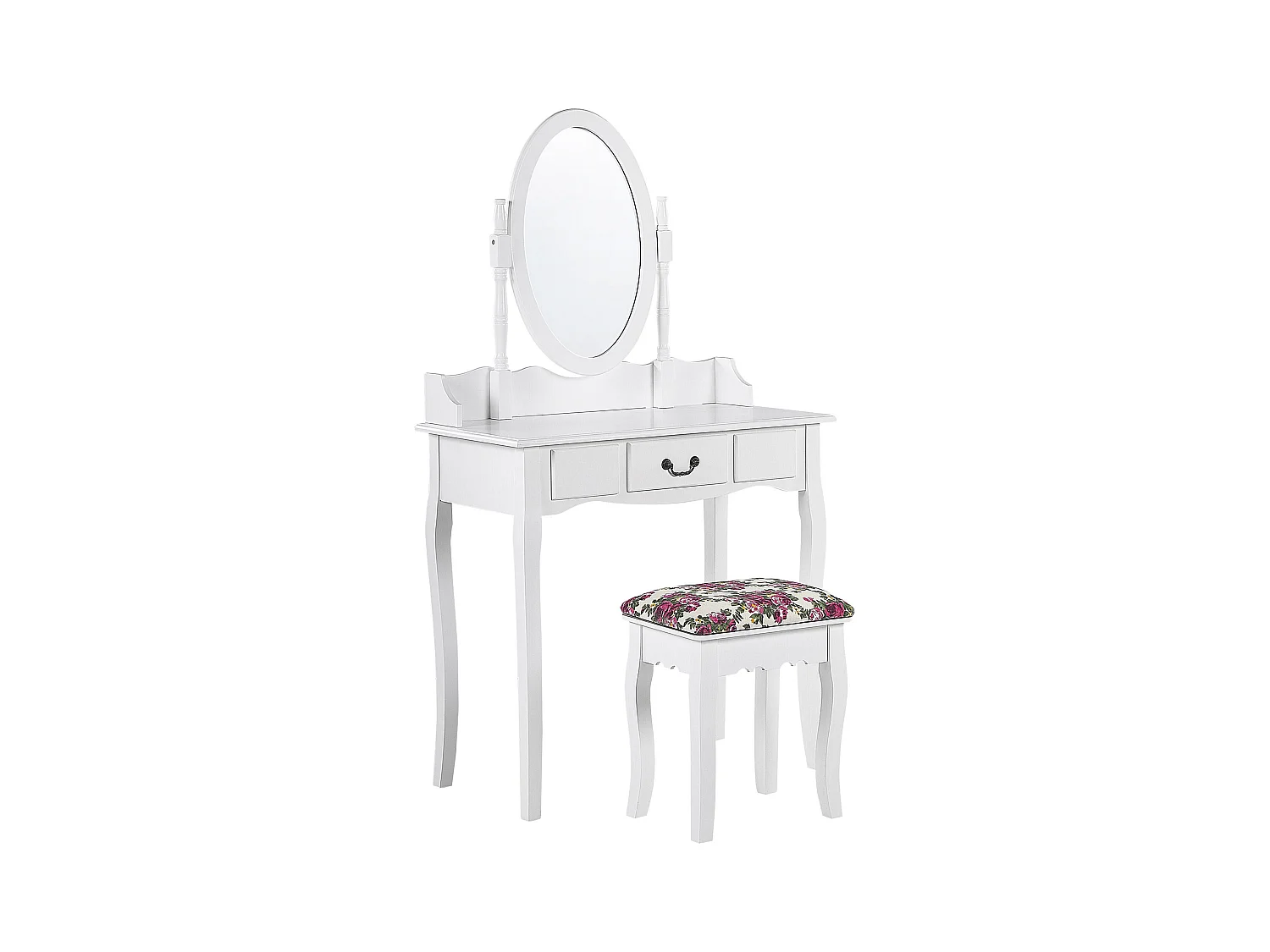 Coiffeuse avec miroir et tabouret SOLEIL Blanc