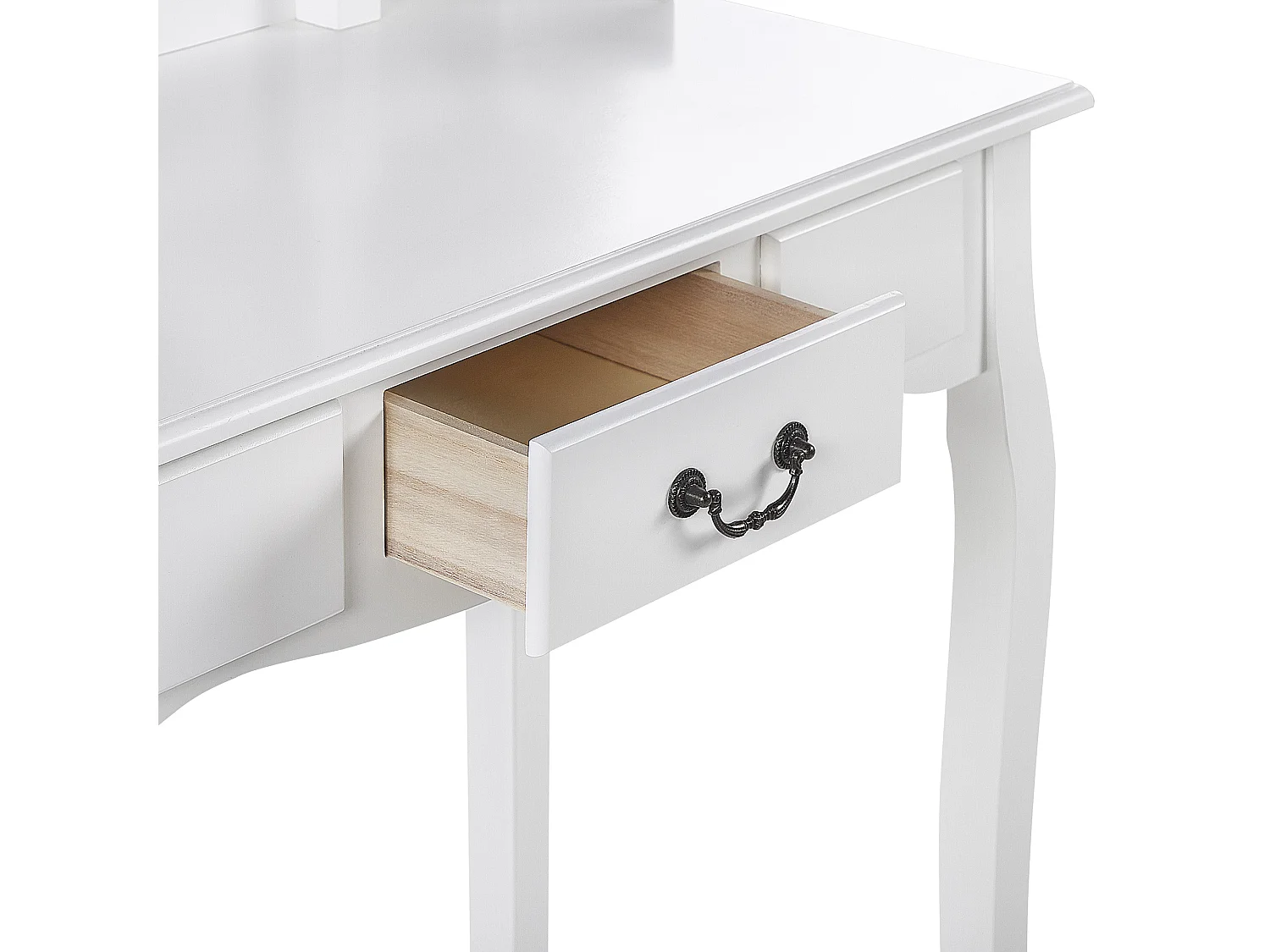 Coiffeuse avec miroir et tabouret SOLEIL Blanc