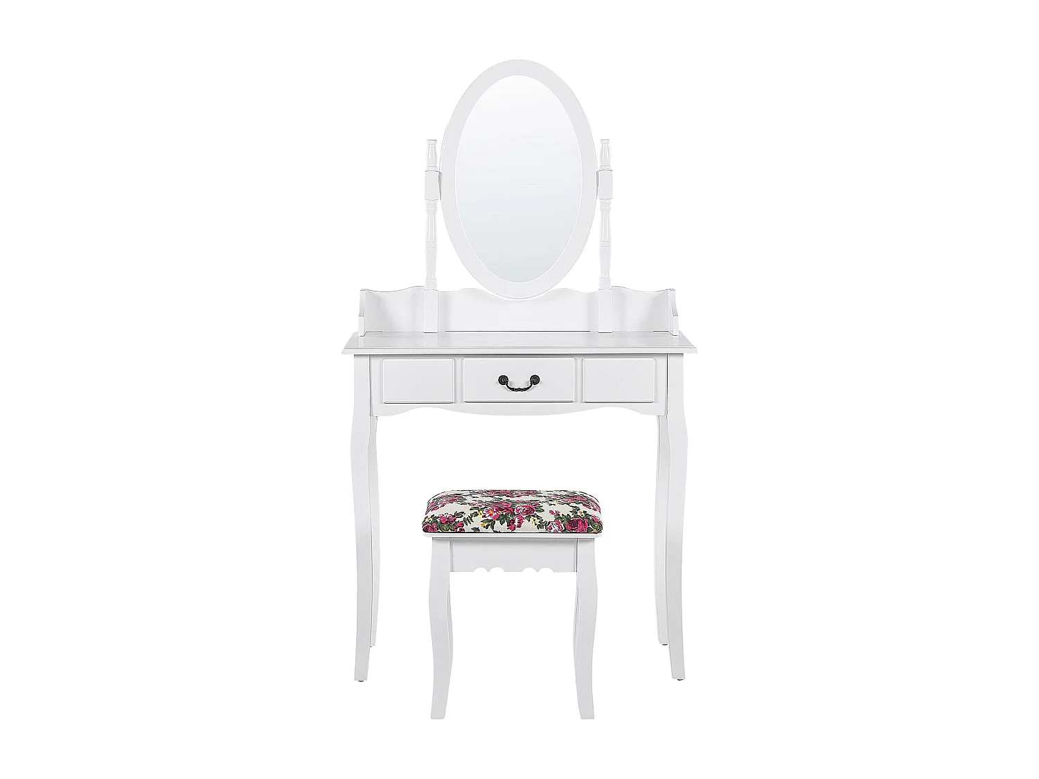 Coiffeuse avec miroir et tabouret SOLEIL Blanc