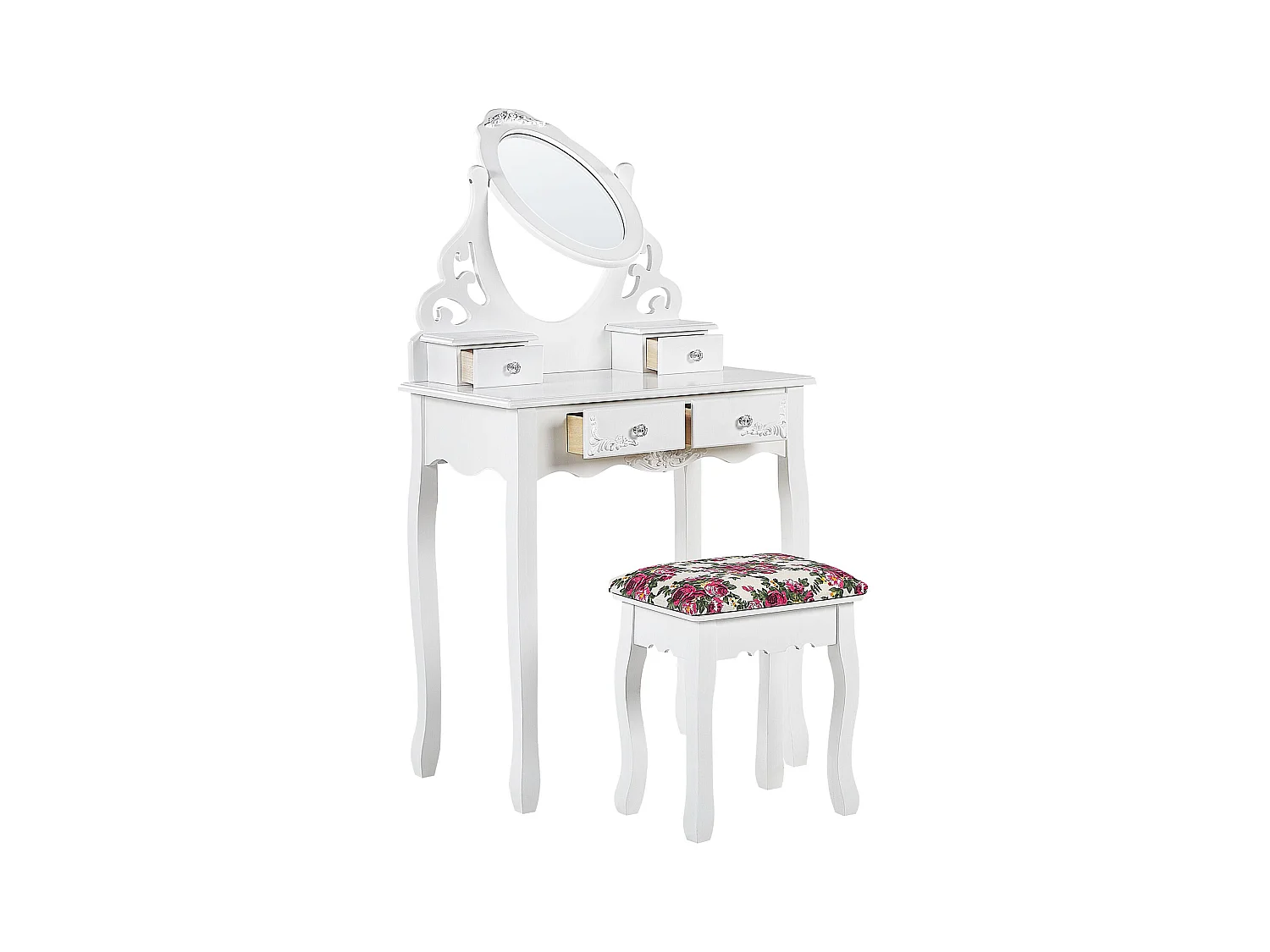Coiffeuse avec miroir et tabouret AMOUR Blanc