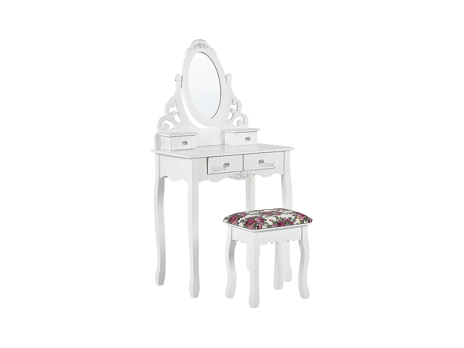 Coiffeuse avec miroir et tabouret AMOUR Blanc