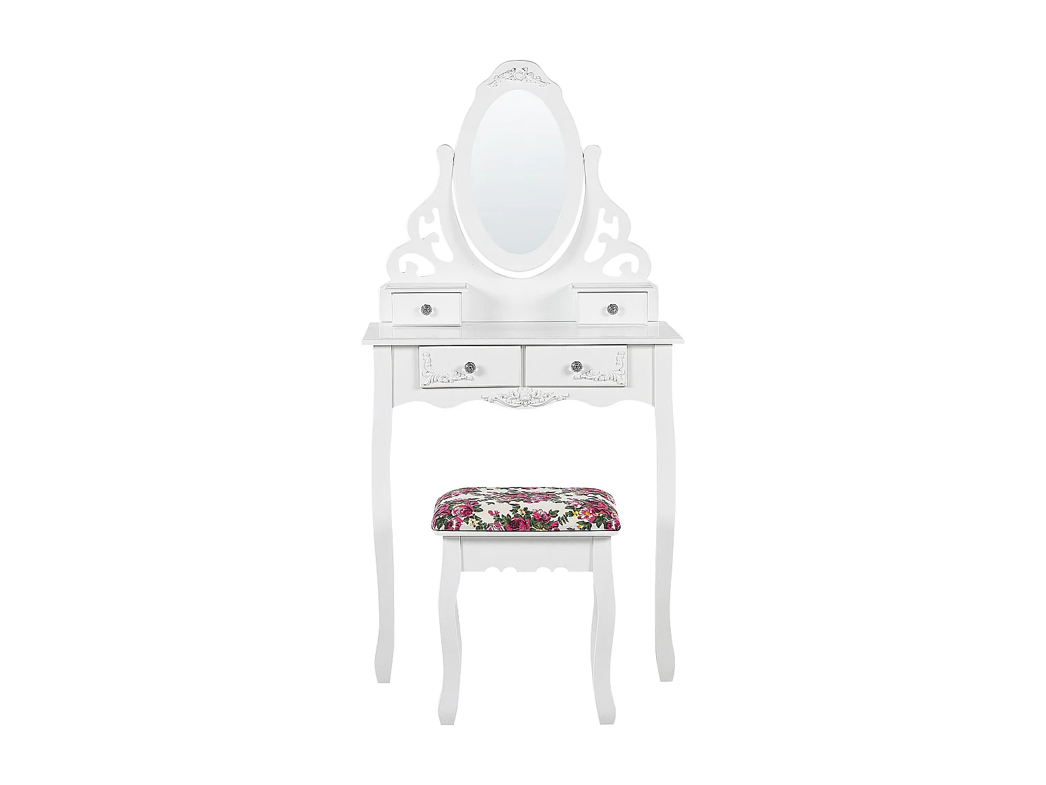 Coiffeuse avec miroir et tabouret AMOUR Blanc