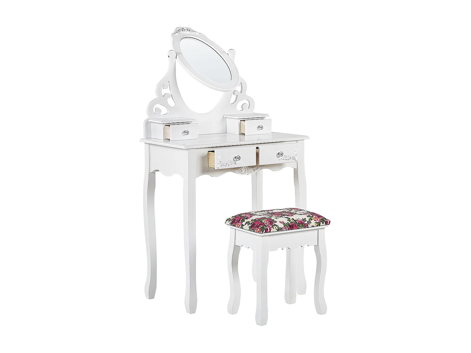 Coiffeuse avec miroir et tabouret AMOUR Blanc