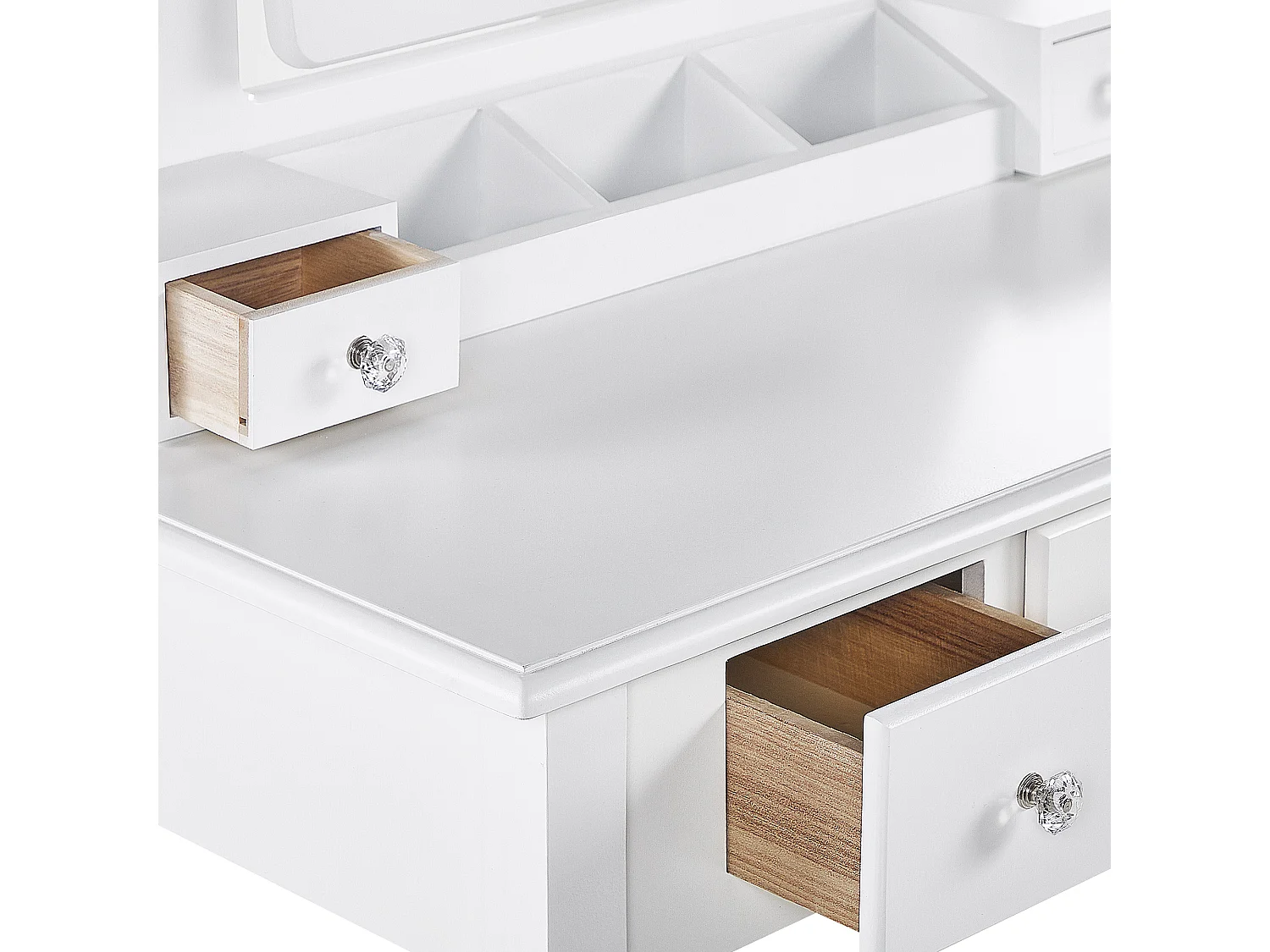 Schminktisch mit rechteckigem Spiegel Hocker 5 Schubladen weiß RAYON