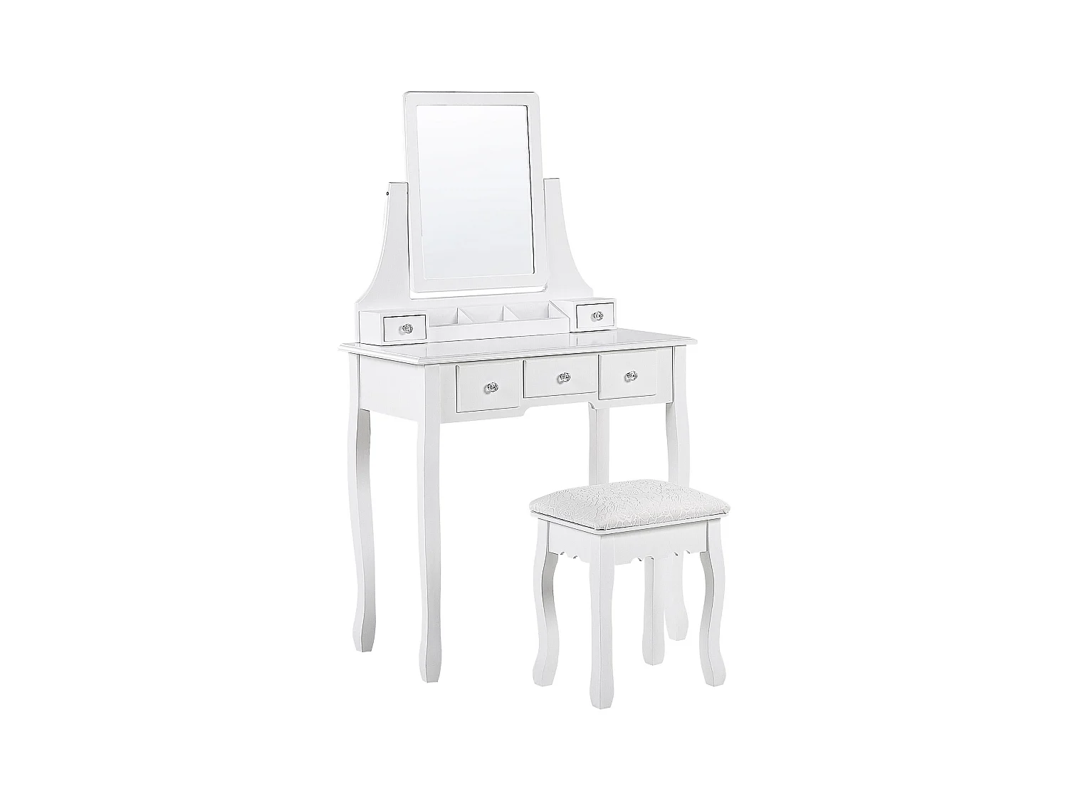 Coiffeuse avec miroir et tabouret RAYON Blanc