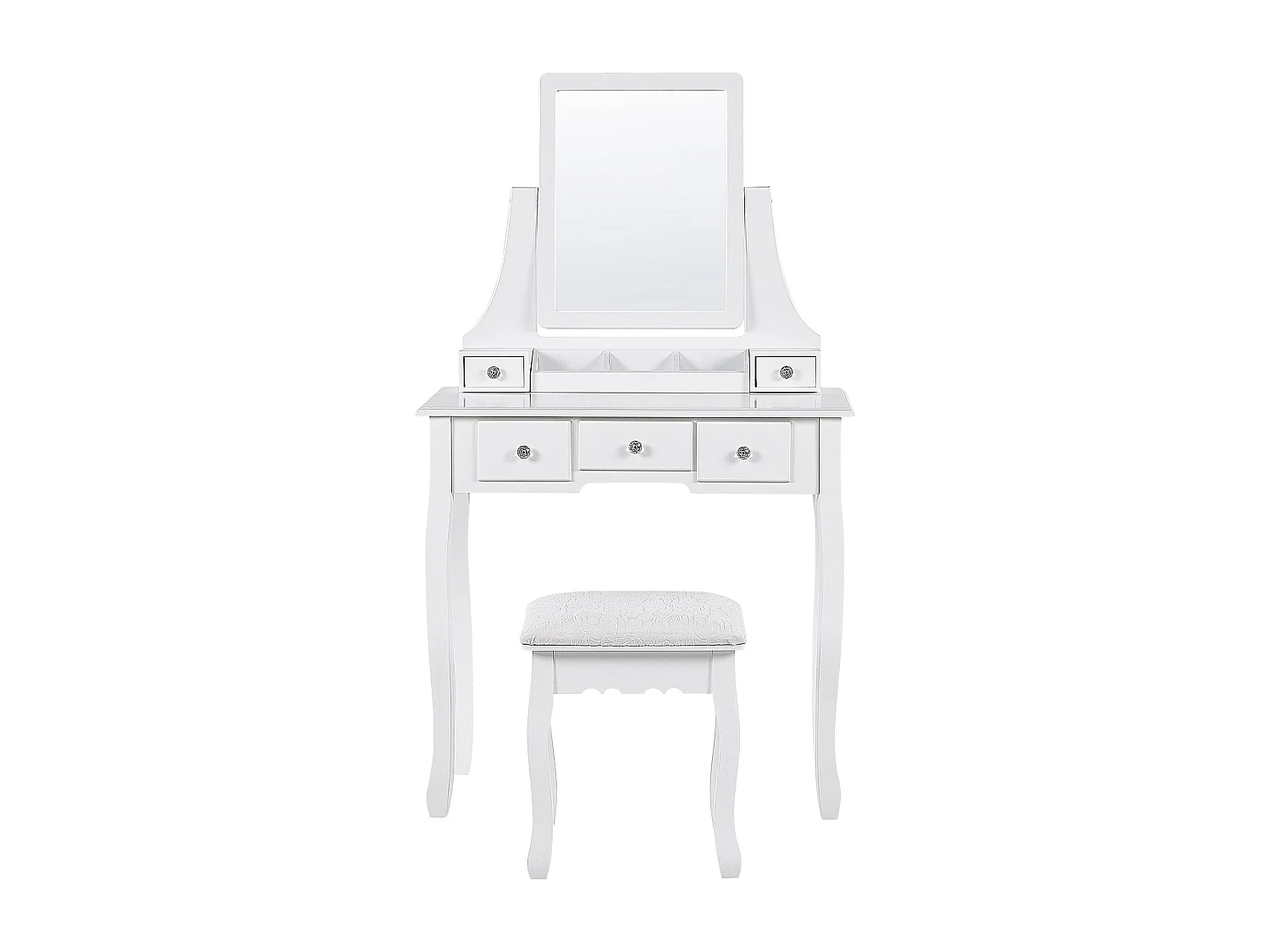Coiffeuse avec miroir et tabouret RAYON Blanc